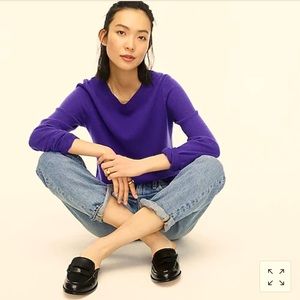 JCrew Purple 100% Cashmere Long Sleeve Tee Sweater